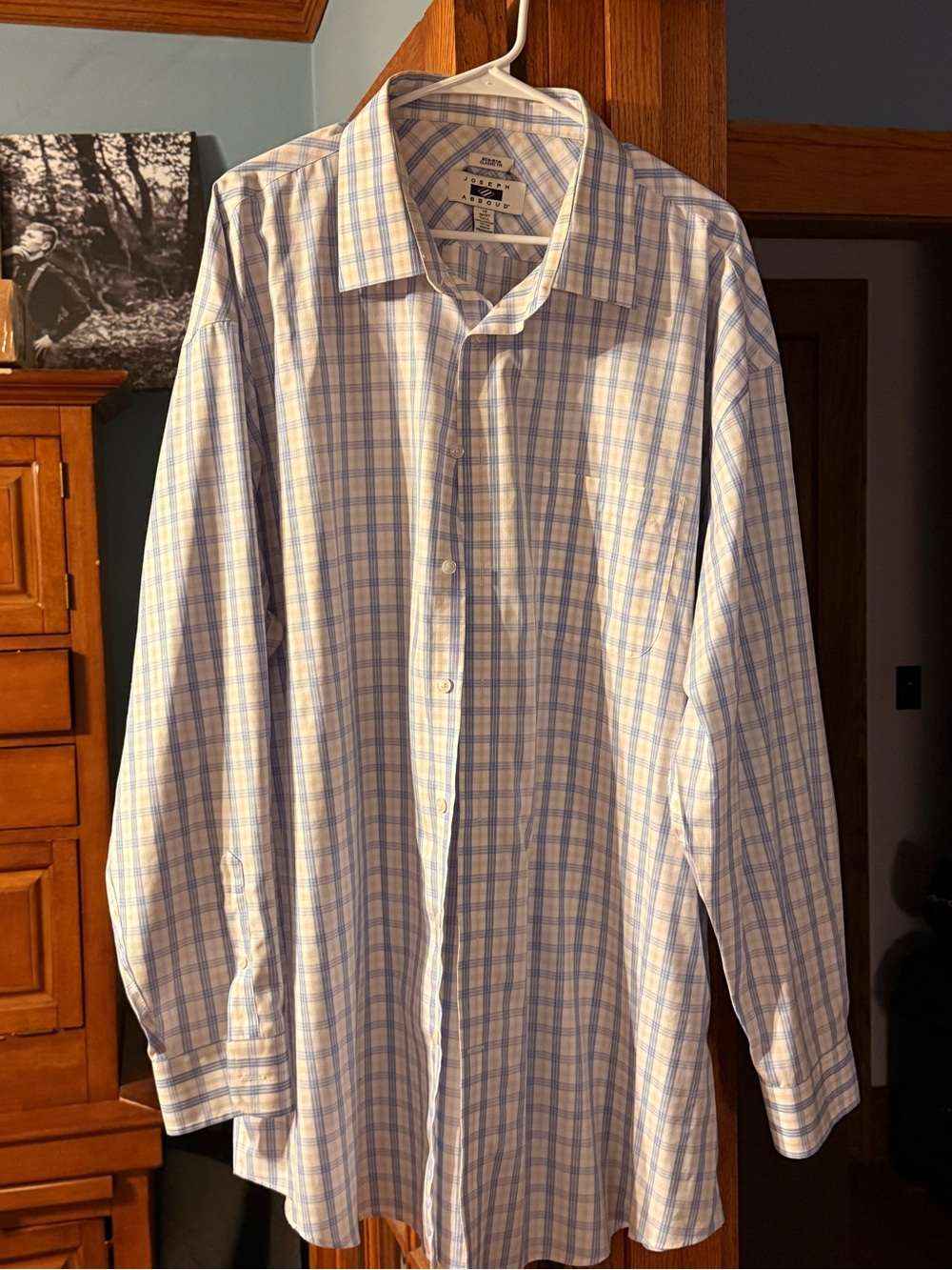 Classic Men’s Button-Down Dress Shirt — Light Blue Plaid-Joseph Abboud